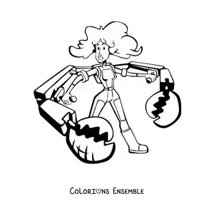 Image à colorier d’un super-héros rigolo du signe du Cancer