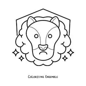 Image à colorier du signe du zodiaque Lion animé, facile