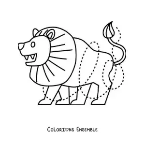 Image à colorier du lion du signe du Lion, facile