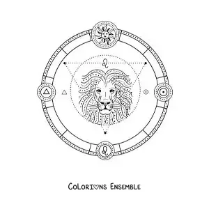 Image à colorier des symboles du signe du zodiaque Lion