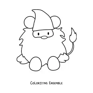 Image à colorier d’un gnome kawaii animé du signe du Lion