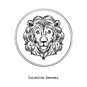 Image à colorier d’un lion réaliste du signe du Lion