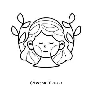 Image à colorier d’une femme animée du signe de la Vierge avec des plantes