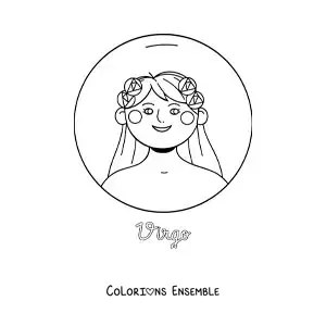 Image à colorier du signe du zodiaque Vierge avec son nom