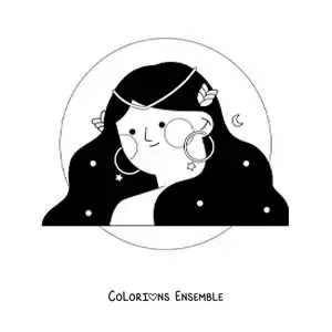 Image à colorier d’une fille du signe du zodiaque Vierge avec une couronne de fleurs