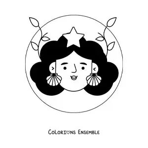 Image à colorier d’une fille animée du signe du zodiaque Vierge