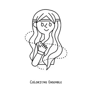 Image à colorier d’une fille du signe du zodiaque Vierge, facile