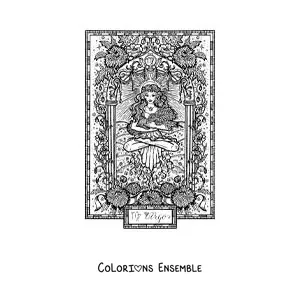 Image à colorier d’une carte du signe de la Vierge