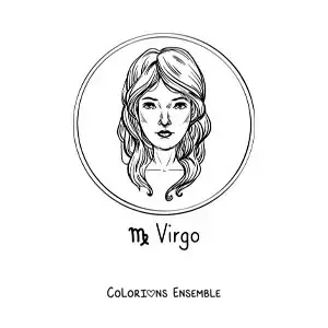 Image à colorier d’une femme réaliste avec le symbole de la Vierge
