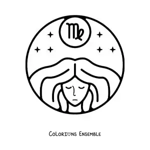 Image à colorier d’une femme avec le signe du zodiaque Vierge, facile