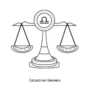 Image à colorier de la balance de la justice de la Balance avec son symbole