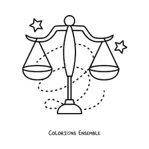 Image à colorier du symbole du signe de la Balance, facile, pour les enfants