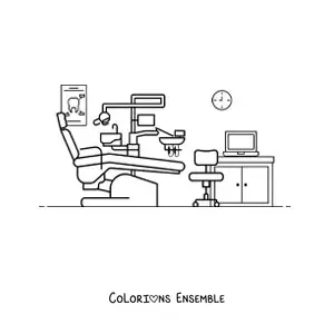 Image à colorier d’un cabinet dentaire
