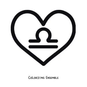 Image à colorier du symbole de la Balance dans un cœur