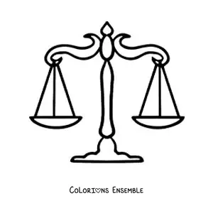 Image à colorier de la balance de la justice, facile