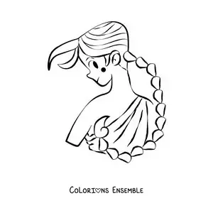 Image à colorier d’une fille animée du signe du Scorpion