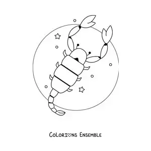 Image à colorier facile d’un scorpion du signe du Scorpion