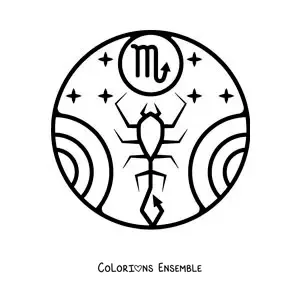 Image à colorier facile du symbole du Scorpion pour les enfants
