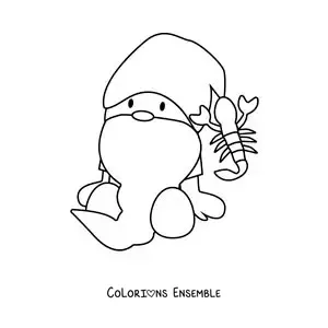 Image à colorier d’un gnome animé pour enfants du signe du Scorpion