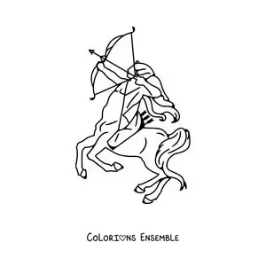 Image à colorier de l’archer du Sagittaire animé