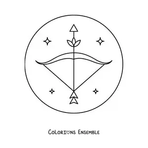 Image à colorier facile d’un arc du Sagittaire