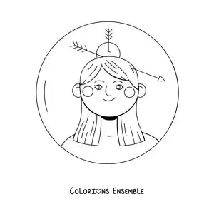 Image à colorier d’une fille du signe du Sagittaire animée
