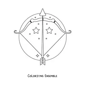 Image à colorier du signe du zodiaque Sagittaire avec des étoiles