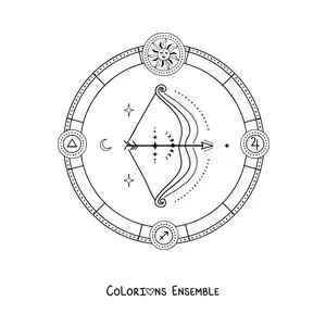 Image à colorier des symboles du signe du zodiaque Sagittaire