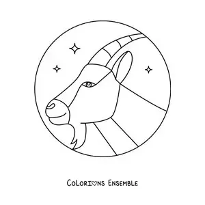 Image à colorier facile du symbole du Capricorne animé