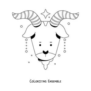 Image à colorier du signe du Capricorne animé pour enfants