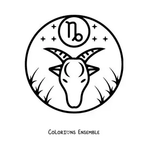 Image à colorier facile du symbole du Capricorne pour les enfants