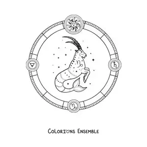 Image à colorier des symboles du signe du Capricorne