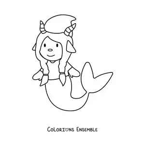 Image à colorier d’un gnome animé pour enfants du signe du Capricorne