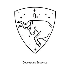 Image à colorier du signe du Capricorne avec son symbole