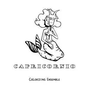 Image à colorier d’un dessin de la mythologie du signe du Capricorne avec son nom