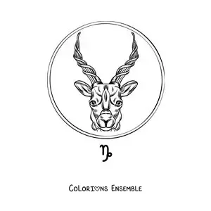 Image à colorier d’une chèvre réaliste du signe du Capricorne