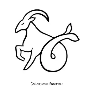 Image à colorier d’un emoji du Capricorne