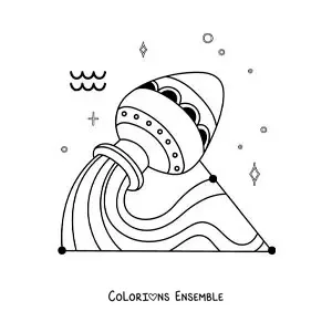 Image à colorier du symbole du Verseau animé