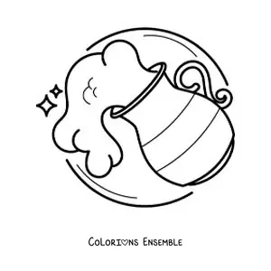Image à colorier facile d’un vase d’eau du signe du Verseau