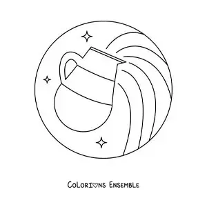 Image à colorier facile d’une cruche d’eau du Verseau