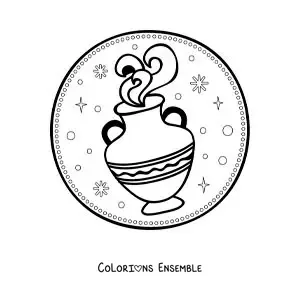 Image à colorier du symbole du Verseau avec des étoiles