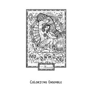 Image à colorier d'une carte du signe du Verseau