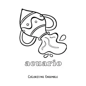 Image à colorier du symbole du signe du Verseau avec son nom