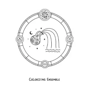 Image à colorier des symboles du Verseau
