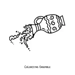 Image à colorier d'une cruche qui verse de l'eau