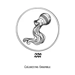 Image à colorier d'une cruche réaliste du signe du Verseau