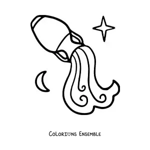 Image à colorier d'un emoji du Verseau
