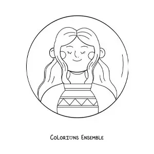 Image à colorier d'une fille toute mignonne avec le symbole du Verseau