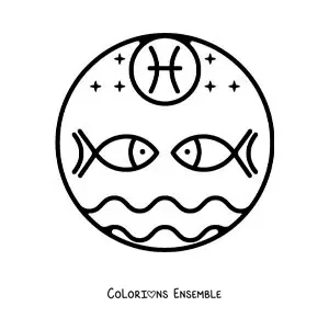 Image à colorier du symbole tout simple du signe zodiacal des Poissons pour les enfants