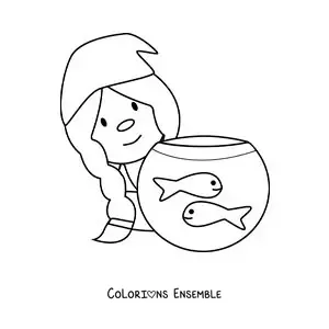 Image à colorier d'un gnome rigolo du signe des Poissons pour les enfants